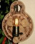 Уникална, ръчно изработена дървена битова стенна лампа Гайтан за механа в битов/винтидж стил, снимка 1