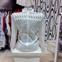 Дамска блуза с перли и дантела, снимка 3 - Блузи с дълъг ръкав и пуловери - 23355360