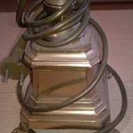 Масивна ретро лампа за две крушки-месинг 80х35см-внос швеицария, снимка 2 - Антикварни и старинни предмети - 17796479