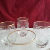 Стъклени чаши гравирани с златен кант , снимка 8 - Антикварни и старинни предмети - 20681508