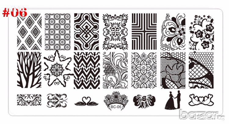 мотиви орнаменти плочка / щампа шаблон за печат на нокти - Нова BC-06, снимка 1