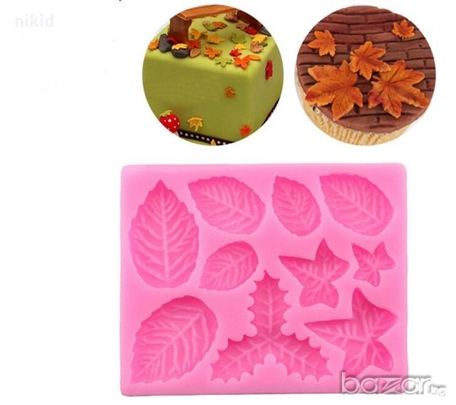 3 Вида листа Роза бръшлян коледна звезда листо силиконов молд форма за украса торта с фондан шоколад, снимка 1