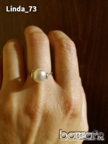 Среб.пръстен-с бяла перла-проба-925. Закупен от Италия., снимка 1 - Пръстени - 21741145