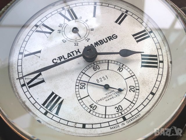 Корабен морски часовник хронометър Carl Plath-Hamburg , снимка 2 - Антикварни и старинни предмети - 10424652