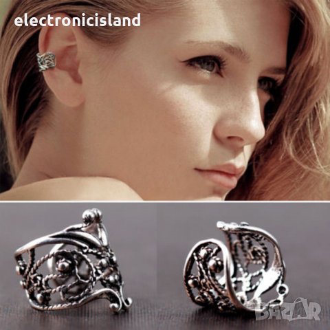 Модерна пънк рок ретро клип обеца за ухо, U форма, цвят сребро