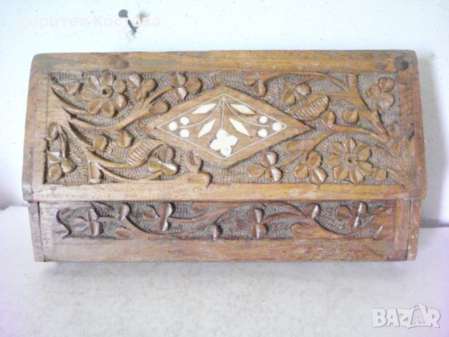 Стара кутия за химикали, дърворезба, снимка 1