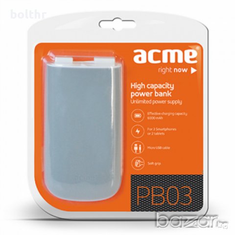 Външна мобилна акумулаторна батерия Power Bank ACME PB03 в Външни батерии в  гр. Хасково - ID11099977 — Bazar.bg