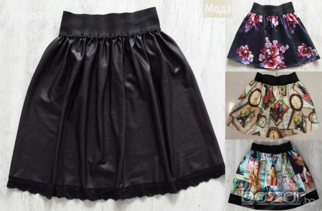 Кожена пола с дантела НОВА ПО ВАШИ РАЗМЕРИ и принт