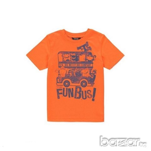 тениска в оранж на George Fun Bus-5/6г. -размер-110-116, снимка 1 - Детски тениски и потници - 7112217