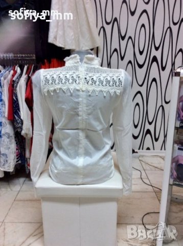Дамска блуза с перли и дантела, снимка 3 - Блузи с дълъг ръкав и пуловери - 23355360