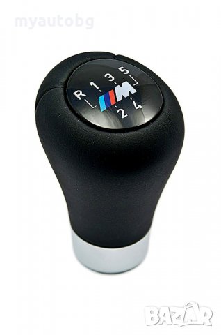 Топка за скоростен лост за БМВ BMW кожена 5 скорости  черна с хром 