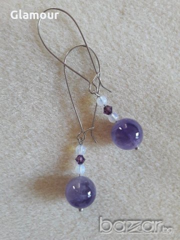 Обеци с аметист, снимка 2 - Обеци - 13063587