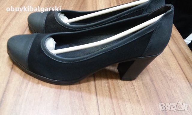 №37 Ликвидационни Ест Велур и Кожа Ток, снимка 2 - Дамски обувки на ток - 24602775