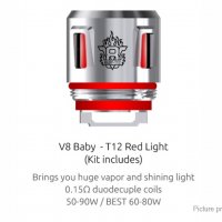 Smok V8 Baby - T12 Red Light Replacement Coil изпарителни глави със светещ ефект, снимка 1 - Аксесоари за електронни цигари - 21621221