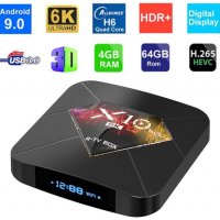 R-TV BOX X10 Plus 4 GB RAM 32/64 GB ROM Android9 3D 6K WiFi Mali T720 Cortex-A53x2GHz Медиа Плеър, снимка 1 - Плейъри, домашно кино, прожектори - 25543056