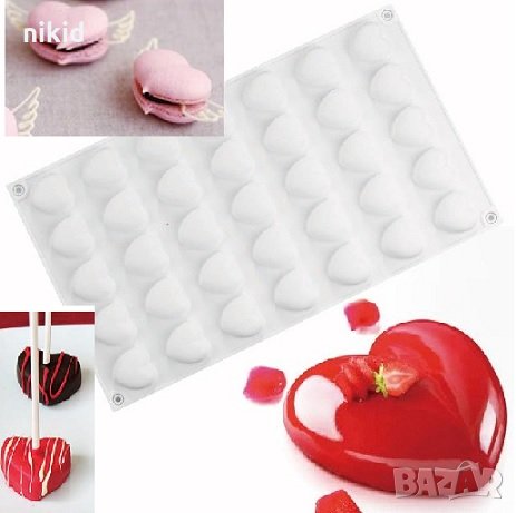 3D 35 малки сърца сърце силиконов молд форма желирани бонбони лед фондан шоколад тесто гипс, снимка 1