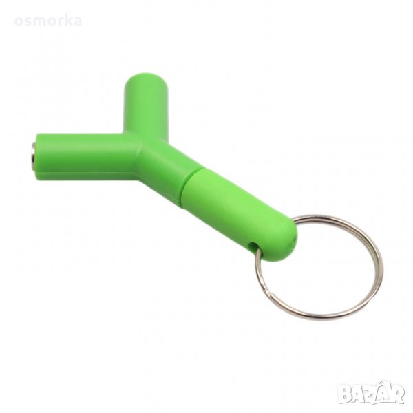 3.5 мм аудио жак разклонител сплитер 3.5 mm слушалки зелен, снимка 1