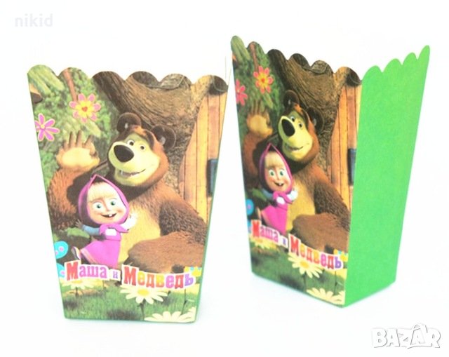 Маша и Мечока Парти кутия за дребни лакомства пуканки и др, снимка 1