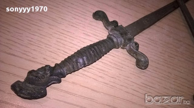 АНТИКИ-Два стари МЕТАЛНИ ножа-31х7см-внос швеицария, снимка 13 - Антикварни и старинни предмети - 17815566