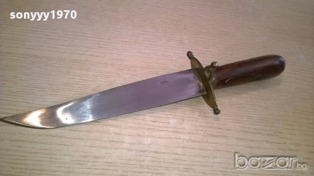 Стар нож индия-30см-дърво/метал/месинг-внос швеицария, снимка 6 - Ножове - 17807533