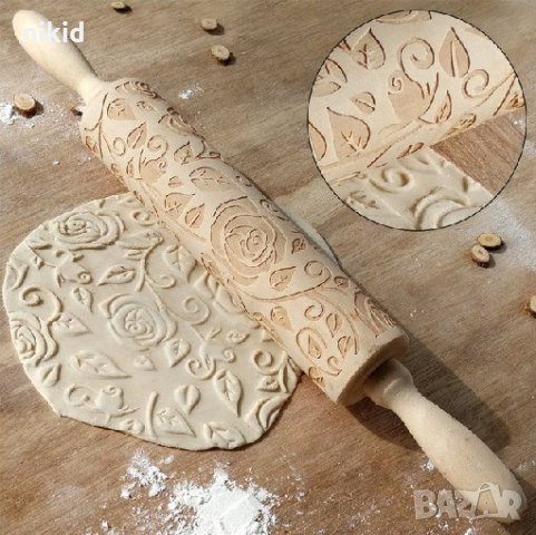 дървена Точилка РОЗИ за тесто бисквитки фондан декор украса, снимка 1 - Други - 24305173