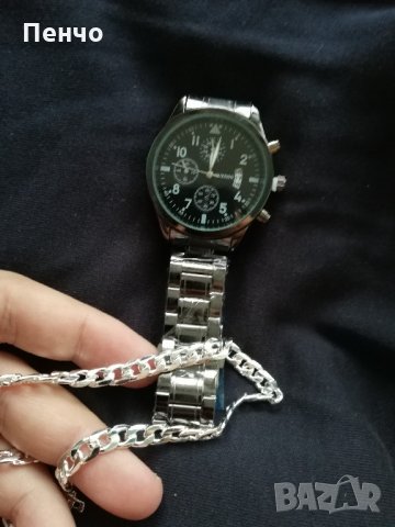 Мъжки нов луксозен моден ръчен часовник с календар от неръждаема стомана кварцов, масивен бизнес, снимка 15 - Мъжки - 20595058