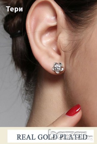 НОВ!!! Комплект висулка и обеци с покритие от бяло злато, снимка 7 - Бижутерийни комплекти - 17015945