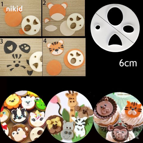Пластмасов резец за направа на лица лице муцунка на животни очи нос очи форма за украса с фондан, снимка 2 - Форми - 21843406
