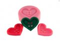 силиконова форма молд мини Сърце копче с дупки украса декор торта фондан шоколад и др, снимка 1 - Форми - 21803412