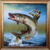 Риболовец, картина с рамка, снимка 1 - Картини - 24721924