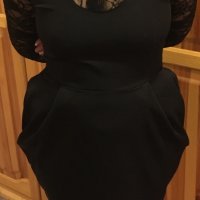 Стилна дамска черна рокля с дантелен гръб и дантелени ръкави, снимка 2 - Рокли - 23186607