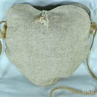 Ленена чантичка торбичка с дантела ръчна изработка сърце, снимка 2 - Чанти - 21955556