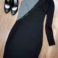 РАЗПРОДАЖБА STEFANEL черна рокля молив с един ръкав, снимка 3 - Рокли - 19450555