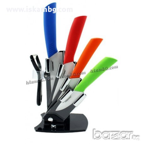 Изцяло керамични ножове + белачка и стойка - код 1179, снимка 1