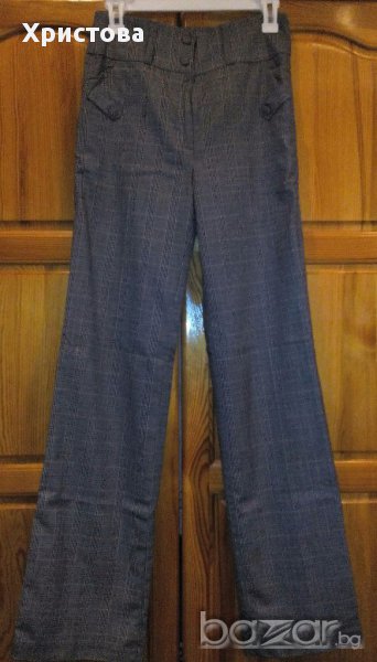 Актуален сив елегантен панталон с фино каре,р-р 38., снимка 1