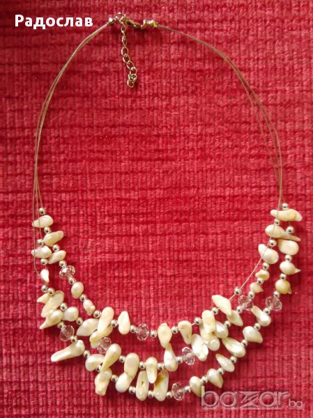 колие от бели езерни перли, снимка 1