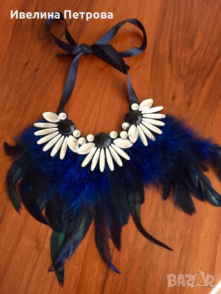 Колие с пера и кристали, снимка 1