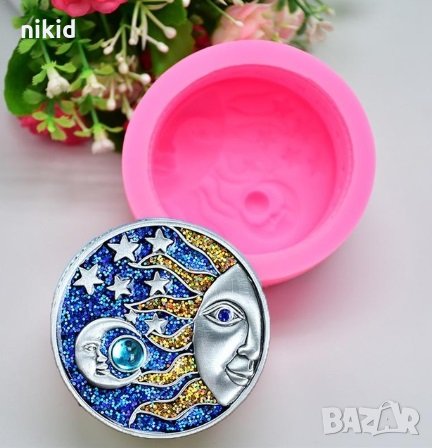 3D небе луна и слънце звезди дълбок силиконов молд форма калъп фондан сапун гипс тесто шоколад, снимка 1