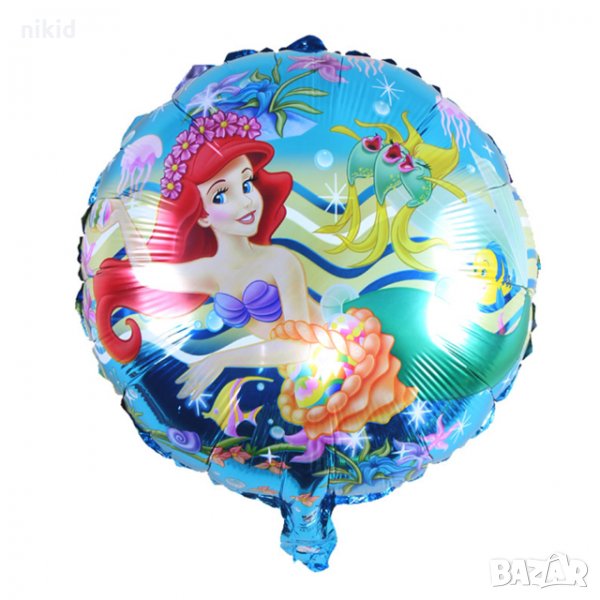 Малката Русалка Ариел кръгъл фолио фолиев балон хелий или въздух парти рожден ден, снимка 1