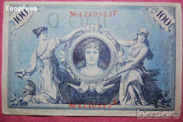 100 марки 1908 Германия червен печат, снимка 1
