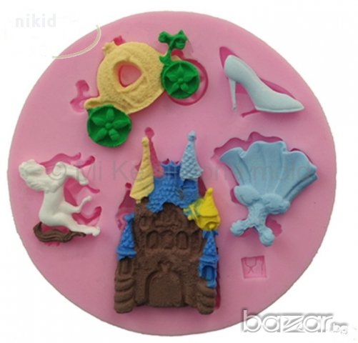 пепеляшка силиконов молд форма дворец тиква кон каляска обувка рокля украса торта фондан мъфини и др, снимка 4 - Форми - 13525848