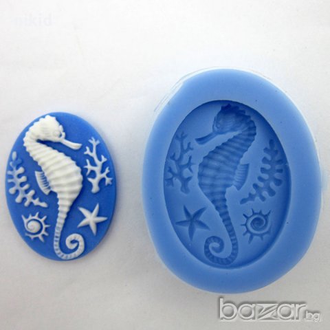 Морско водно конче силиконов молд декорация украса фондан торта мъфини и др, снимка 2 - Форми - 18809715