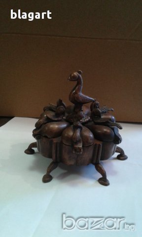 Стар Бронзов съд-"Райски птици", снимка 1 - Антикварни и старинни предмети - 17478800