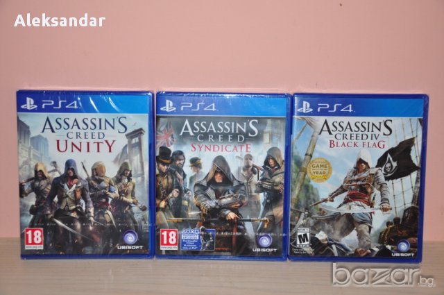 Нови ps4 Assassins Creed,Black Flag,Syndicate,Unity,пс4, снимка 1 - Игри за PlayStation - 14742430