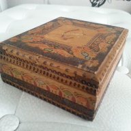 Стара Пирографирана Кутия, Цигаретник, снимка 3 - Антикварни и старинни предмети - 16363100