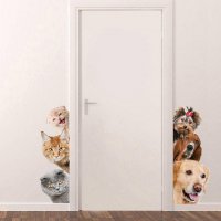 Кучета Котки забавен самозалепващ стикер лепенка за стена хладилник мебел и др., снимка 1 - Други - 23443945