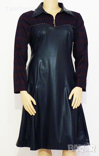Нова рокля от лилава еко кожа - XL, снимка 1