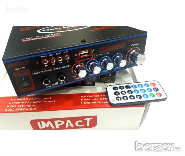 Караоке Усилвател за домашна употреба 2 x 60W Impact SN-308AC, снимка 1