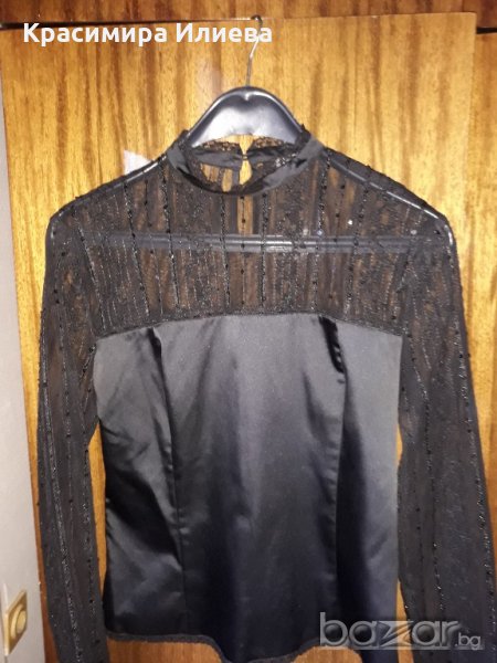 ЧЕРНА ОФИЦИАЛНА БЛУЗА АРИСТОН  от сатен, снимка 1