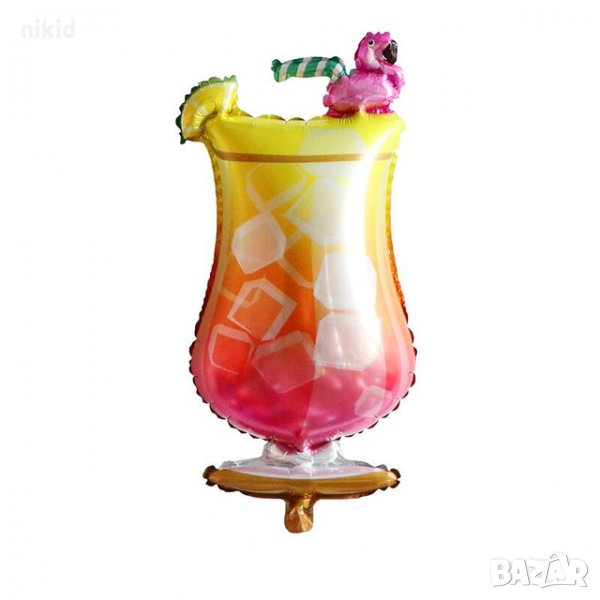 Коктейл Фламинго Хаваи фолио фолиев балон хелий или въздух парти рожден ден, снимка 1